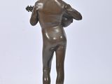 bronze statue of a woman playing a violin on a pedestal