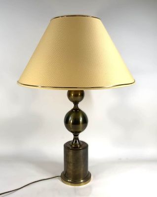 Lampe de bureau en acier à décor ovoïde. - Photo 1