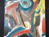 peinture abstraite sur une surface noire avec un fond noir