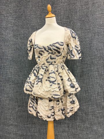 CARVEN – Robe bustier en coton et polyester à effet bouffant. Dos...