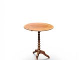 a small wooden table with a wooden top on a white background