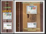 two pictures of a brown leather folder with stamps on it