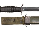 two different types of knives on a white background