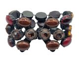 a close up of a bracelet with many different colored beads