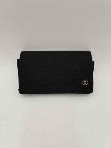 CHANEL – Portefeuille/Porte carte en jersey noir