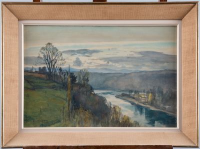 Eugène VILLON (1879-1951) Les méandres d'une rivière Aquarel…