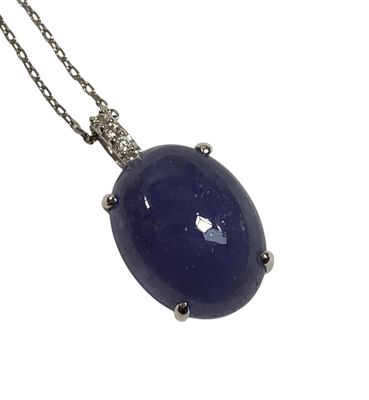 PENDENTIF avec chaine maille forçat diamantée or blanc 750/1…