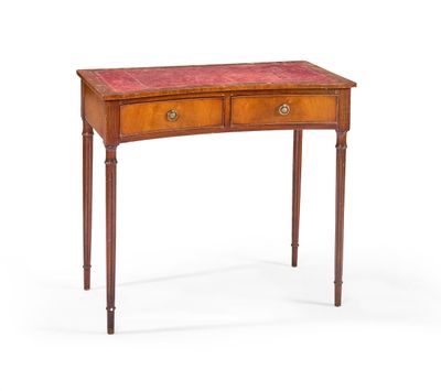 PETIT BUREAU PLAT rectangulaire en placage d'acajou, à ceint…