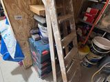 a ladder leaning up against a wall in a room