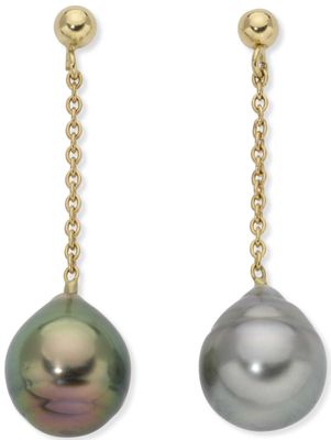 a pair of tahitia pearl and gold earrings