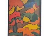 an image of a painting of a colorful landscape with trees