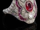 bague art déco en rubis et diamants