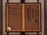 an old picture of a painting with writing on it in a wooden frame