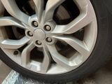 a close up of a tire on the ground