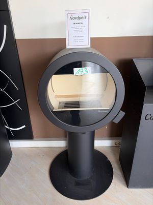 a black table with a mirror on top of it in a room