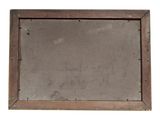 an old wooden frame with a mirror on it on a white background