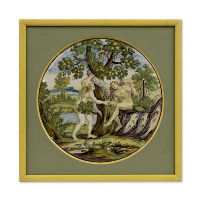 une image représentant une photo d'un tableau représentant un homme et une femme sur un arbre