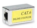 a close up of a cat6 ethernet coupler on a white background