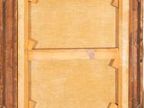 a painting of an old wooden frame with a window in the middle