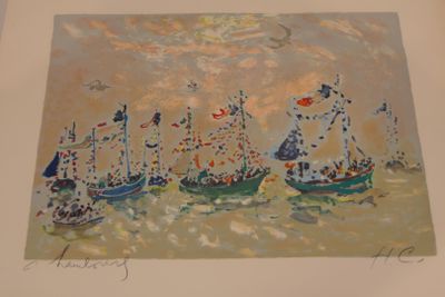 André HAMBOURG (1909-1999) "Marine, la fête des fleurs"
