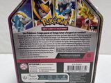 a close up of the back of a pokemon card game box