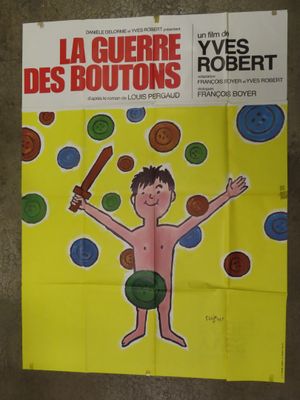 french poster for the movie la guerre des boutons with a cartoon boy holding a baseball bat