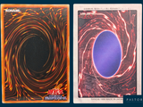 two cards with a picture of a black hole in the middle of them