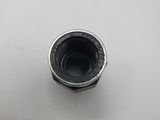 a close up of a camera lens on a white surface