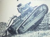 une vieille photo d'un char d'assaut exposée dans un musée