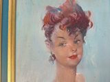 painting of a woman with red hair in a gold frame
