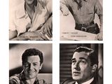 four black and white photos of a man in a cowboy hat