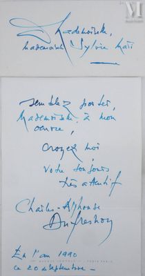 MATHIEU Georges (1921-2012) Lettre manuscrite, 1990