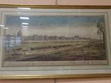 framed picture of a painting of a view of a city in a gold frame