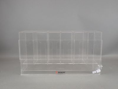 a close up of a clear plastic box on a table