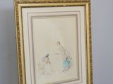 tableau représentant une femme assise sur une chaise devant un tableau posé sur un chevalet