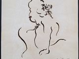 une image représentant le dessin d'une femme avec une fleur dans les cheveux