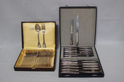 two sets of silverware in a case on a table