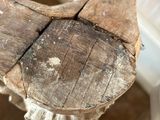 a piece of wood that has been cut in half
