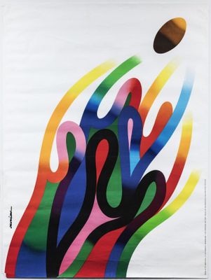 an image of a colorful poster with a ball in the middle