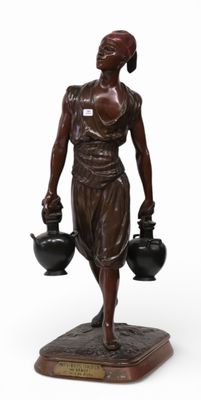 DEBUT Marcel (1865-1933). Le porteur d'eau tunisien. Sujet en bro...