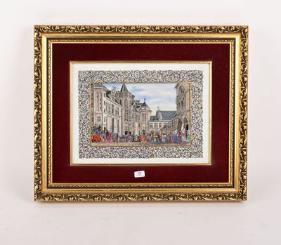 une image d'une photo d'un tableau représentant un château