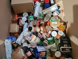 a cardboard box filled with various types of food