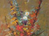 painting of a painting of a vase of flowers on a table