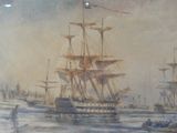 une image d'un tableau représentant un bateau dans l'eau