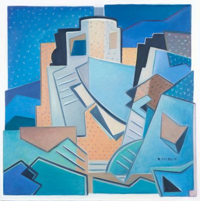 Aziza ASSAD (née en 1949) "Composition" Huile sur toile,