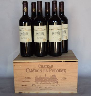 6 bouteilles château CAMBON LA PELOUSE Haut-Médoc 2016 (CB)