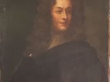 un tableau représentant un homme aux cheveux longs, vêtu d'une cape noire