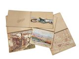 several cards with pictures of people on them on a white surface