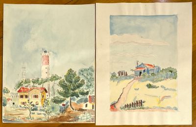 Ecole moderne régionale. Phare du Cap Ferret et vue du Bassi…