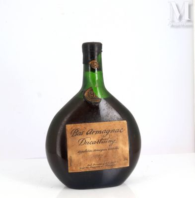 a bottle of wine sitting on a table with a label on it